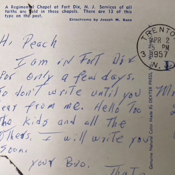 Vintage Post Card 1957 Postcard Regimental Chapel Fort Dix NJ Collectible Dexter - Picture 4 of 5